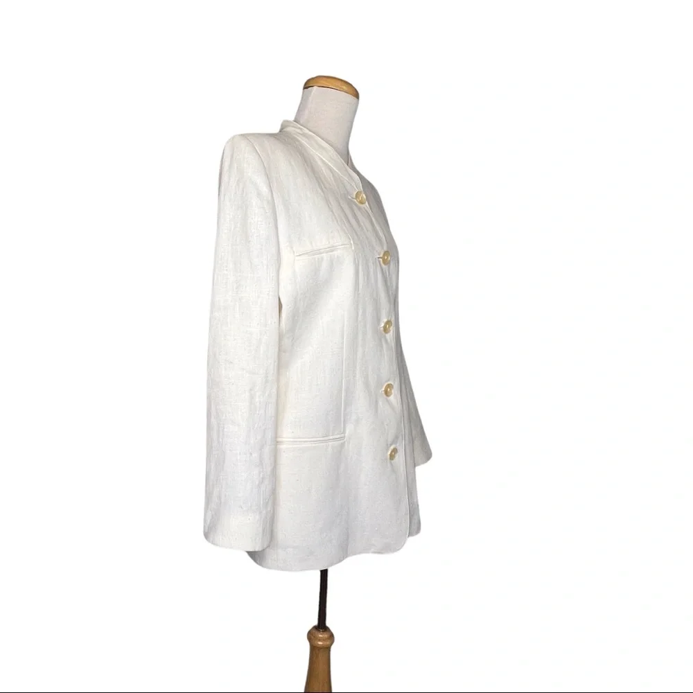 Harvé Benard By Benard Holtzman Vintage Womens Linen Kimono Jacket Ivory Size 10